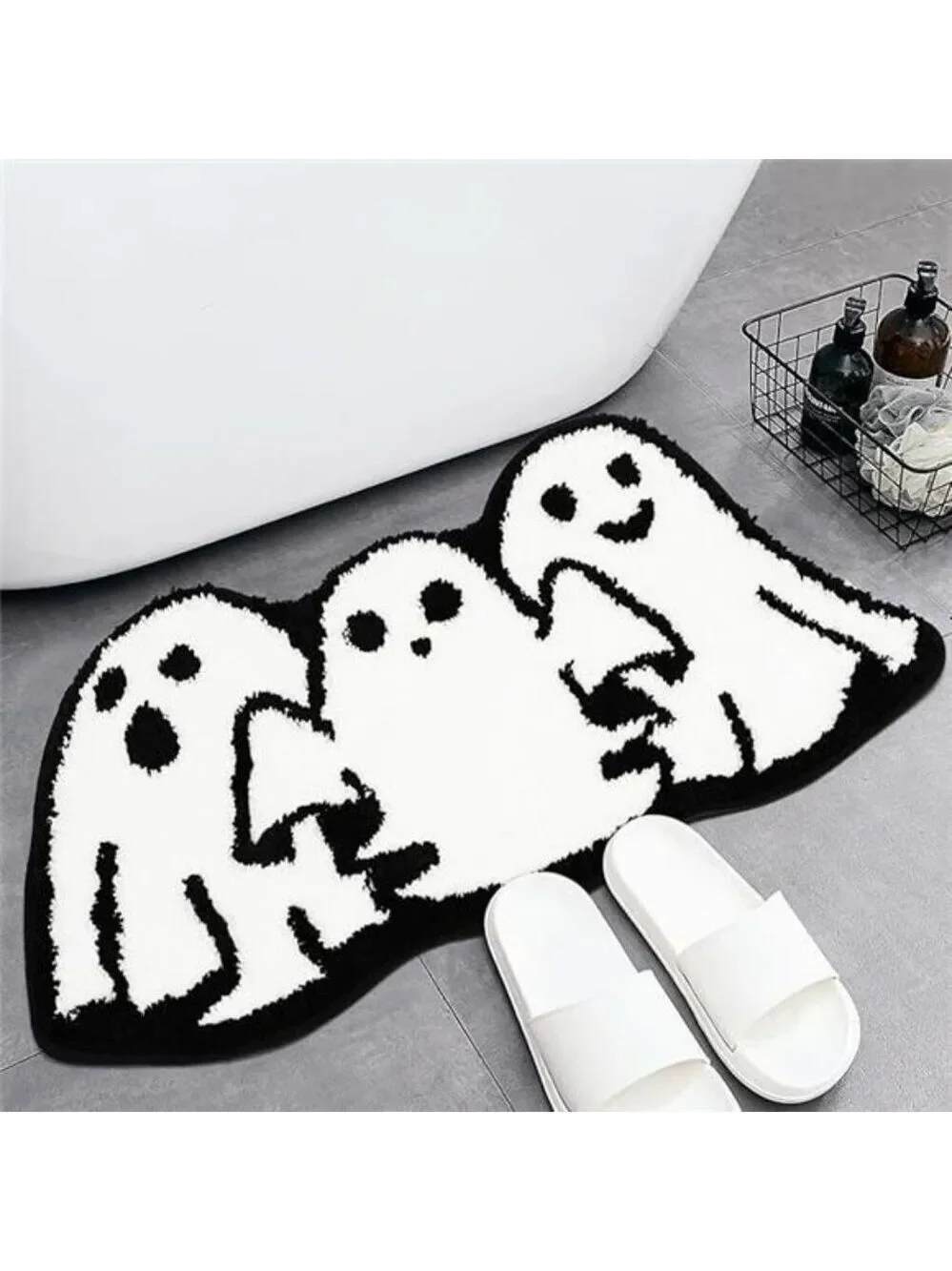 Halloween Ghost Bathroom Rug Non Slip Bath Mat Soft Absorbent Spooky Floor Carpe